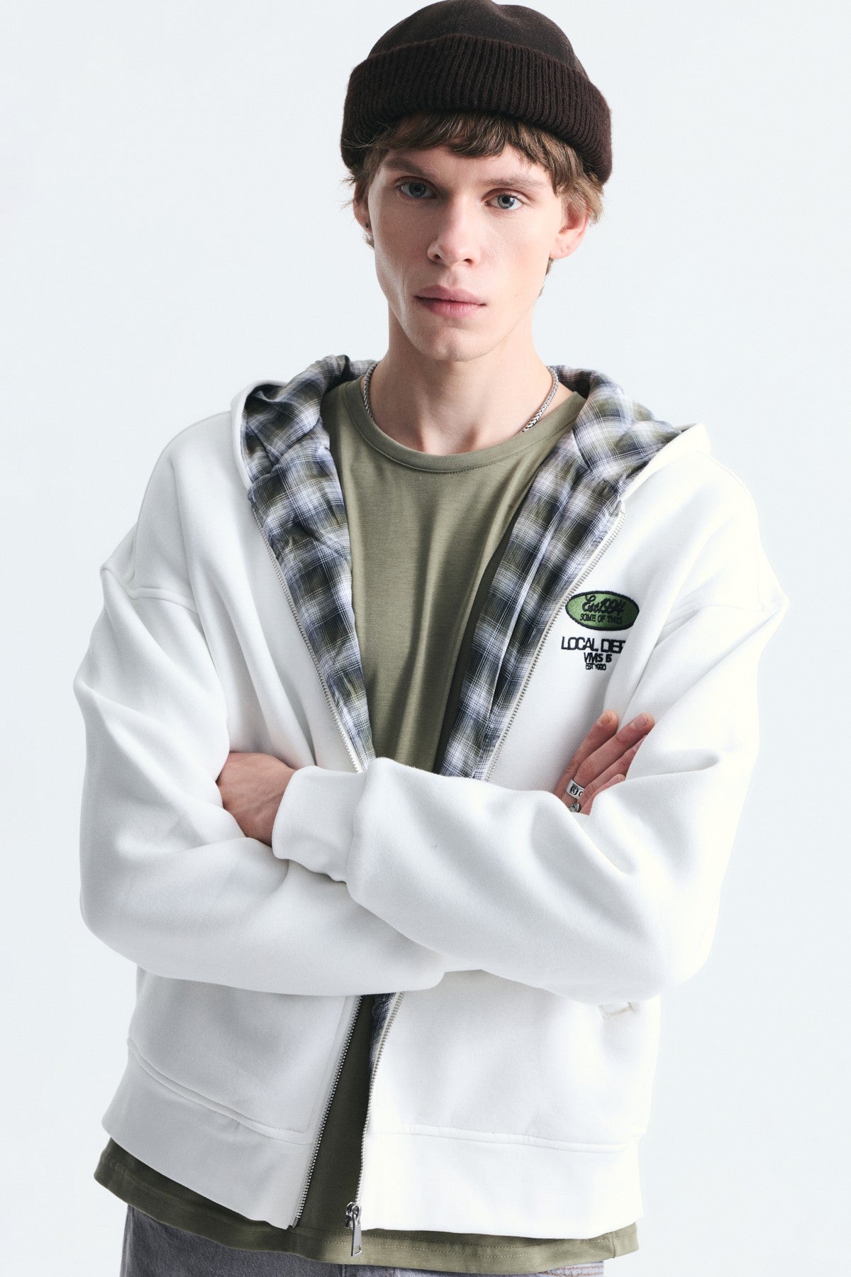 Boxy Fit Fermuarlı Kapüşonlu Sweatshirt