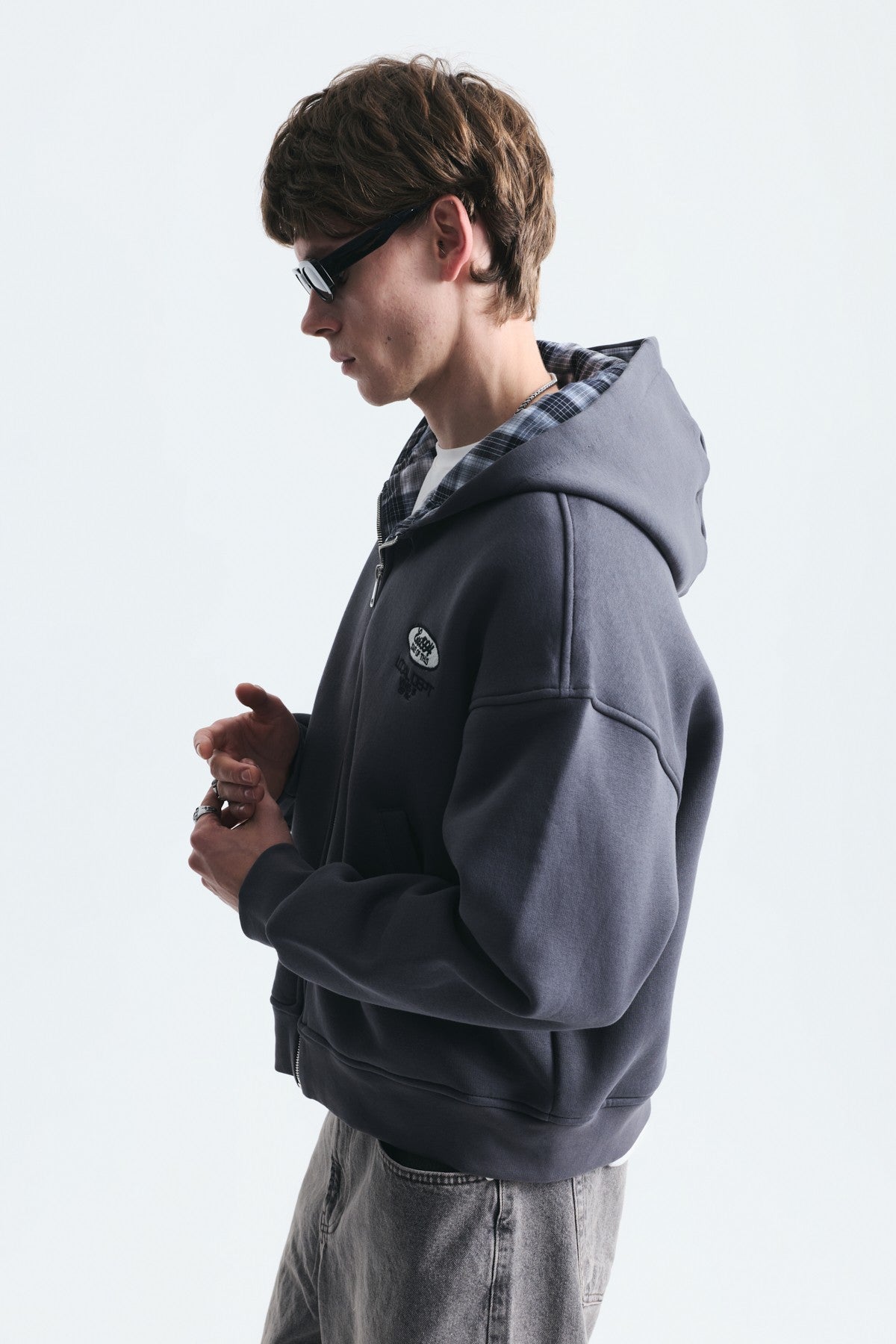 Boxy Fit Fermuarlı Kapüşonlu Sweatshirt