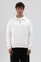 Oversize Fermuarlı Dik Yaka Sweatshirt