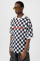 Oversize Polo Yaka Forma Tişört - Siyah ve Beyaz - 4