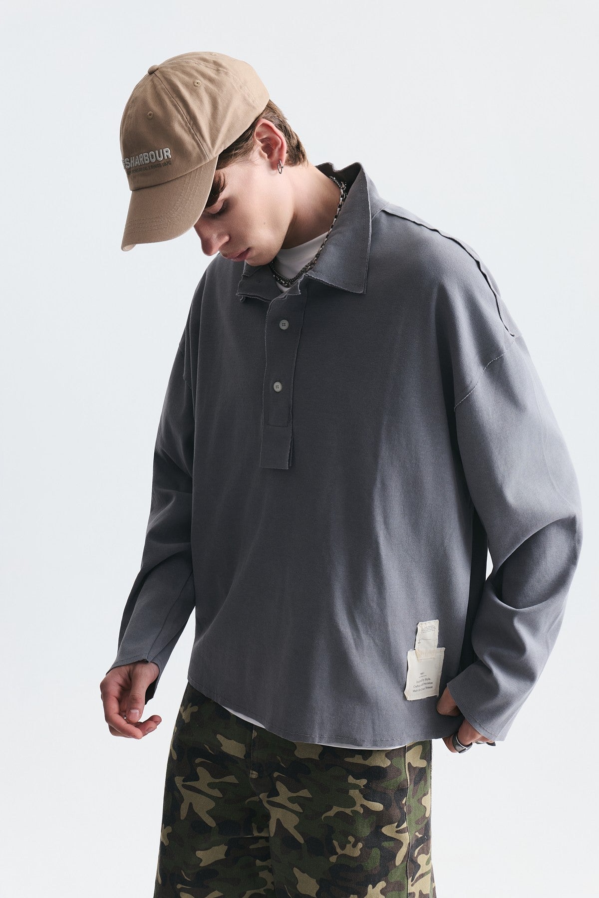 Relax Fit Polo Yaka Sweatshirt