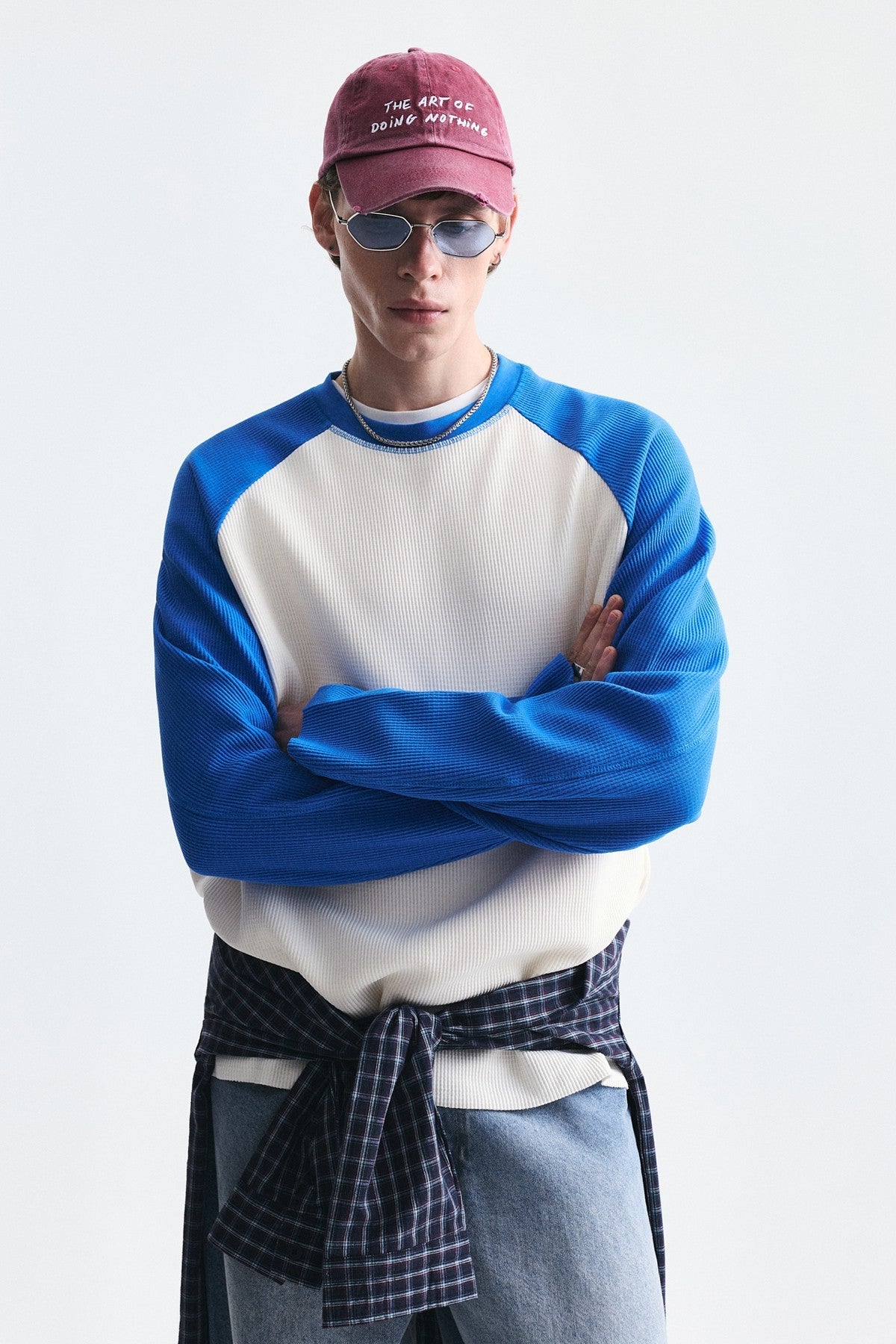 Renk Bloklu Dokulu Sweatshirt
