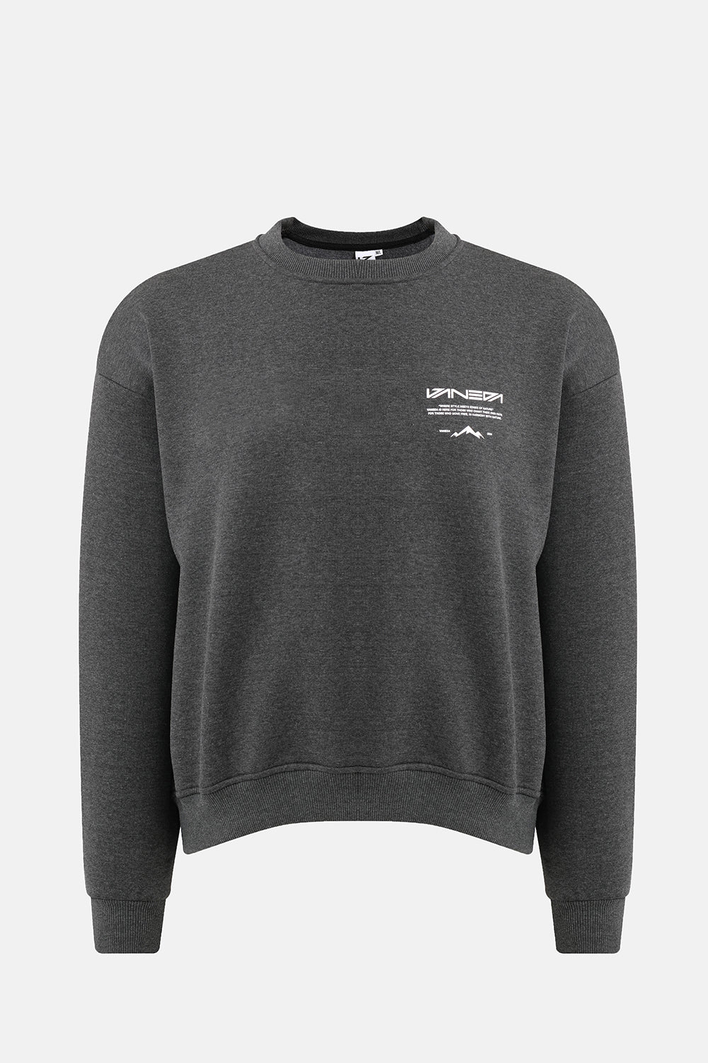 Vaneda-Bisiklet Yaka Oversized Fit Next Unisex Sweatshirt Antrasit-1-milagron.live