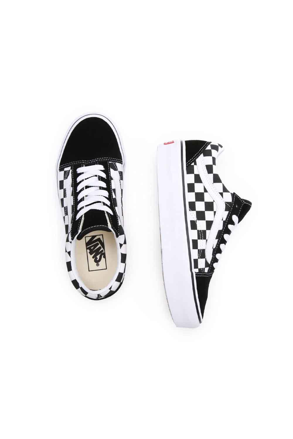 Vans-UA Old Skool Platform Checkerboard Black/True White-Sneakers-3-milagron.live