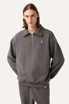 WWF Market-Küçük Mavi Balıkçıl Q-Zip Sweatshirt - Koyu Gri-Sweatshirts & Hoodies-1-milagron.live