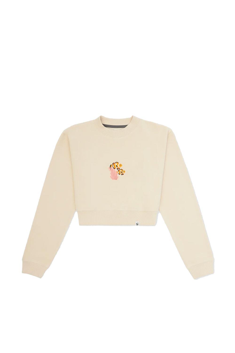 WWF Market-Palyaço Balığı Crop Sweatshirt - Bej-Sweatshirts & Hoodies-1-milagron.live