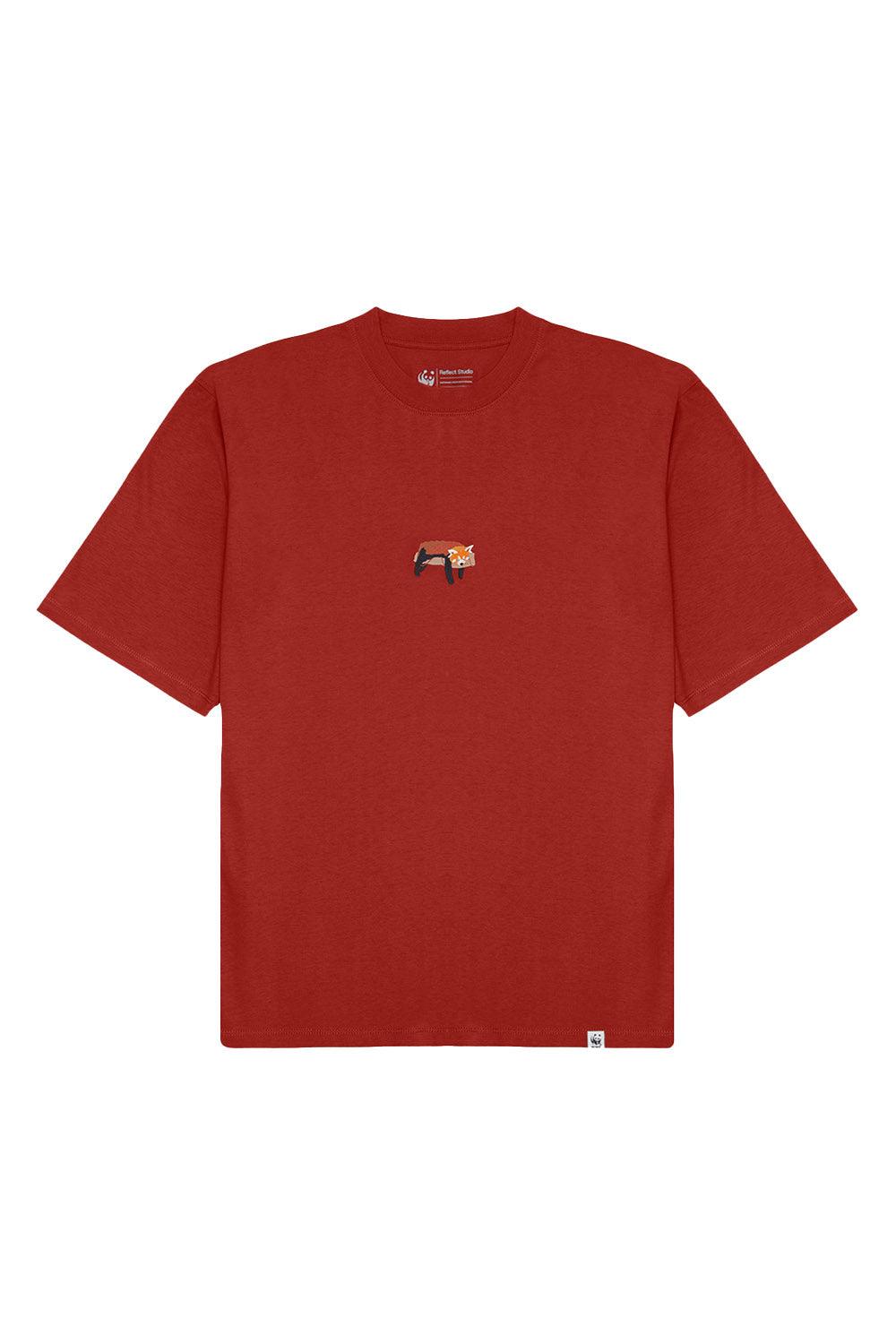 WWF Market-Yavru Kızıl Panda Oversize T-shirt - Kiremit-T-Shirts-1-milagron.live