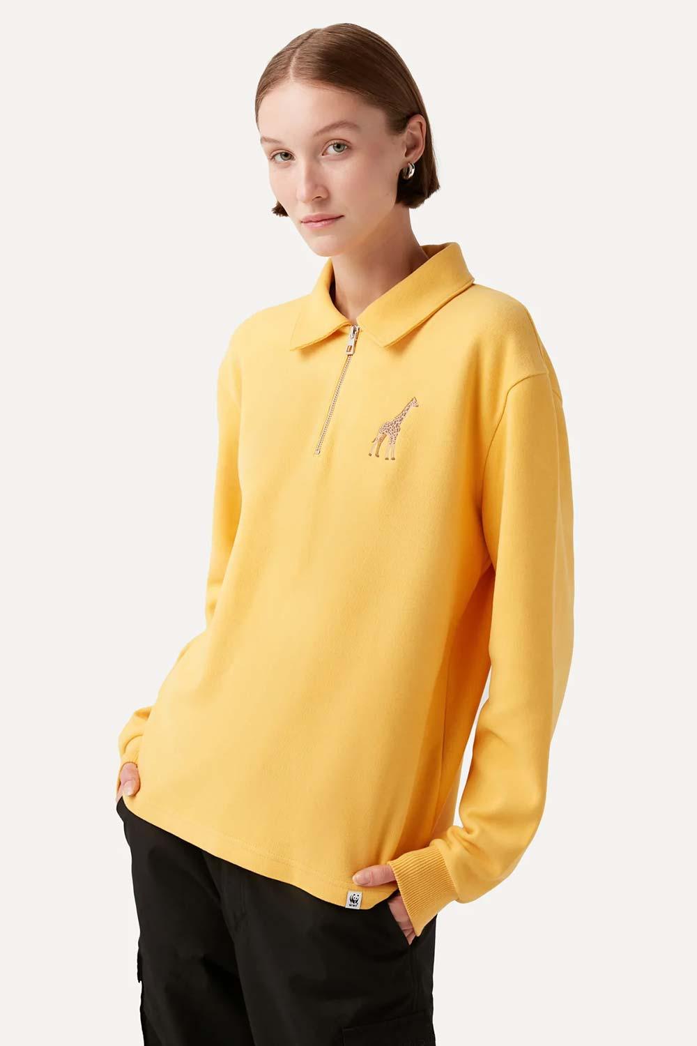 WWF Market-Zürafa Polo Yaka Sweatshirt - Sarı-Sweatshirts & Hoodies-6-milagron.live