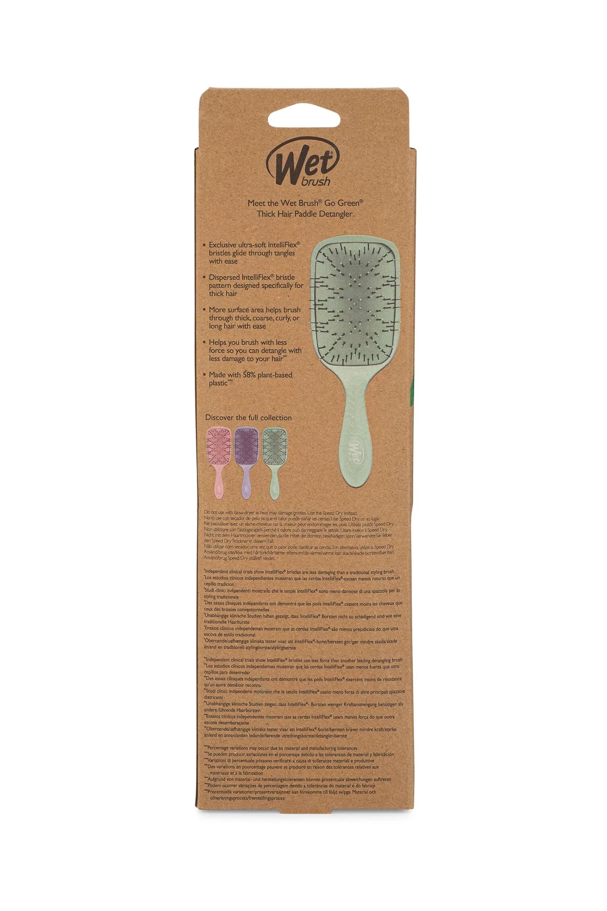 Wet Brush Go Green Paddle Detangler Kalın Telli Saçlar İçin Geniş Saç Fırçası Yeşil