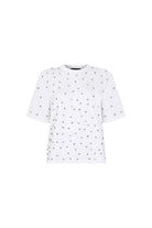 Wingcott-Ekru Taş İşlemeli Vatkalı Yarım Kollu Tişört-T-Shirts-1-milagron.live