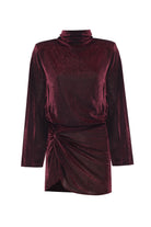Yasemin Karagülle-Rowena Dress Shiny Burgundy-Elbise-1-milagron.live