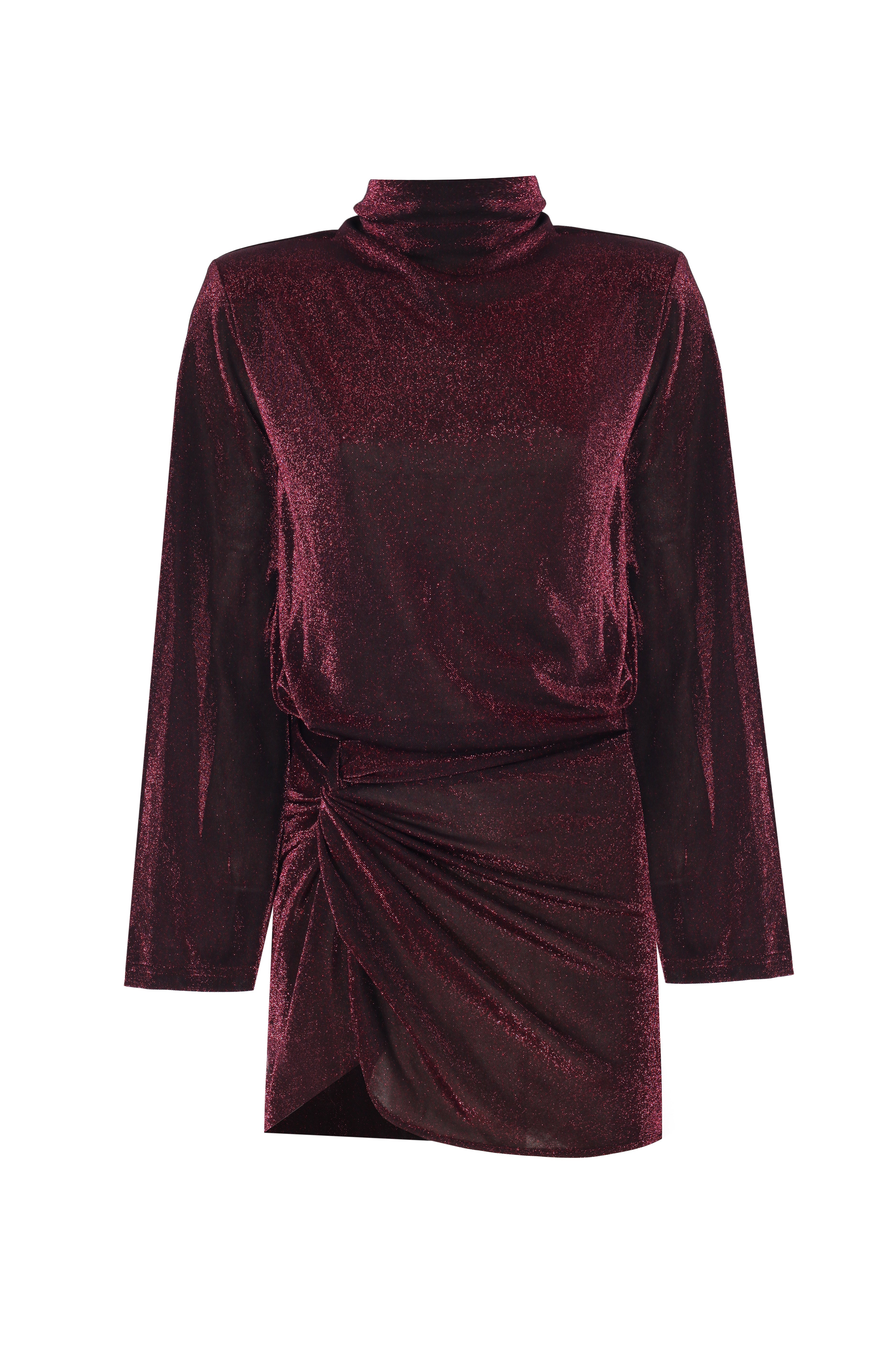 Yasemin Karagülle-Rowena Dress Shiny Burgundy-Elbise-1-milagron.live
