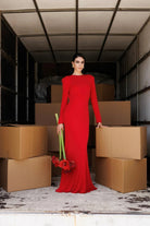 Yelda Alatekin-Bellatrix Red Maxi Dress-Elbise-3-milagron.live