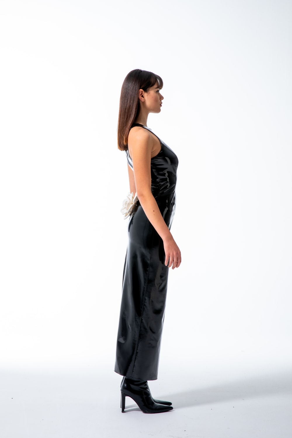Yelda Alatekin-Blossom Black Midi Dress-Elbise-2-milagron.live