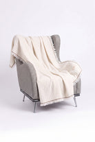 Frig Püsküllü Koltuk Şalı | %100 Pamuk Gofre Dokuma Throw | 130x170 cm