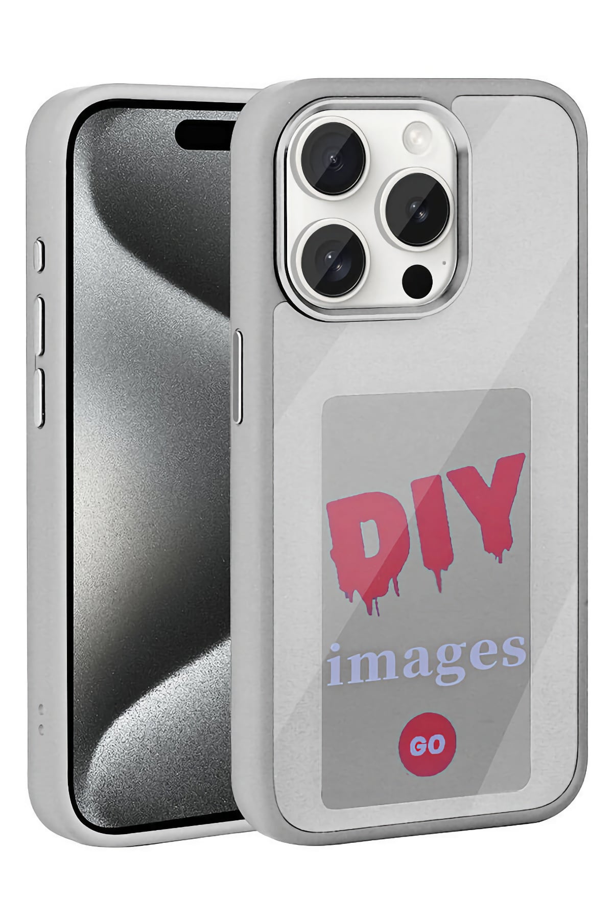 Apple Iphone 15 Pro Uyumlu Nfc Resim Yansıtmalı Kılıf Gri