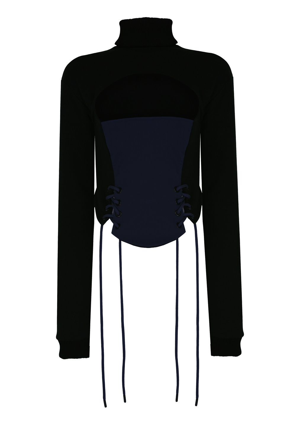 no'design-Önü Korse Detaylı Pencereli Sweatshirt-Sweatshirts & Hoodies-1-milagron.live