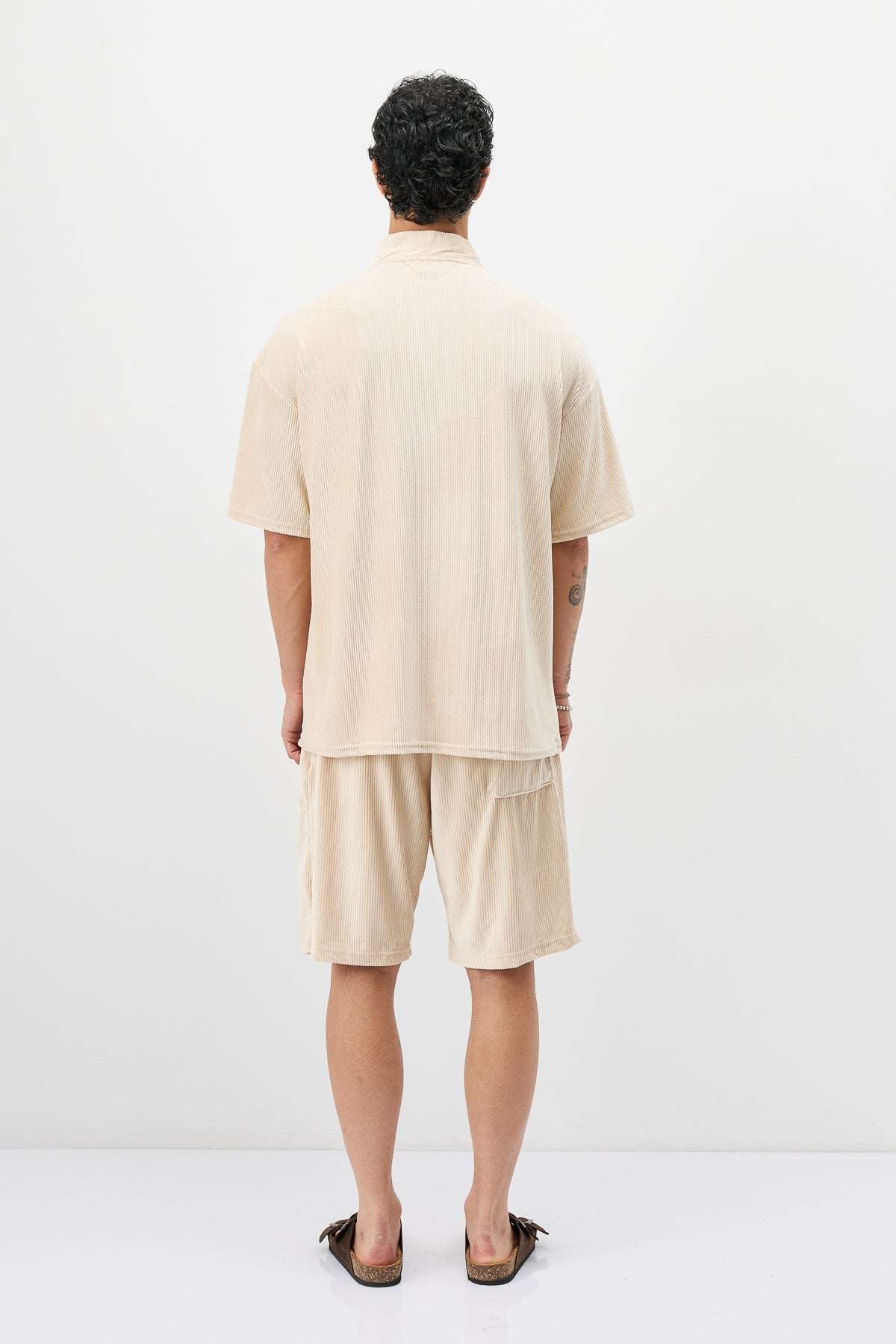 Yarım Fermuarlı Oversize Fitilli Tişört - 1