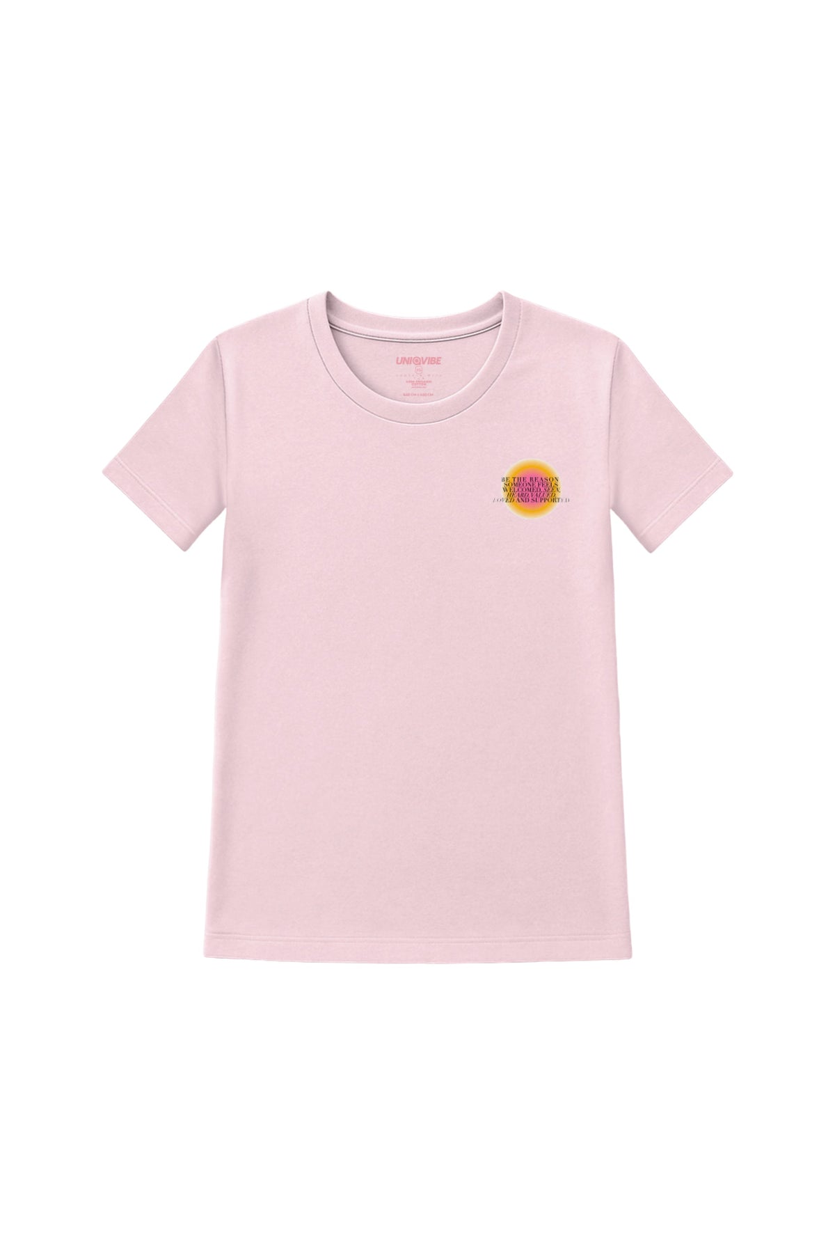 Baskılı Bisiklet Yaka Kadın Tişört, Pembe - 0
