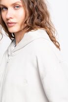 Fermuarlı Logo Nakışlı Sweatshirt, Taş - 4