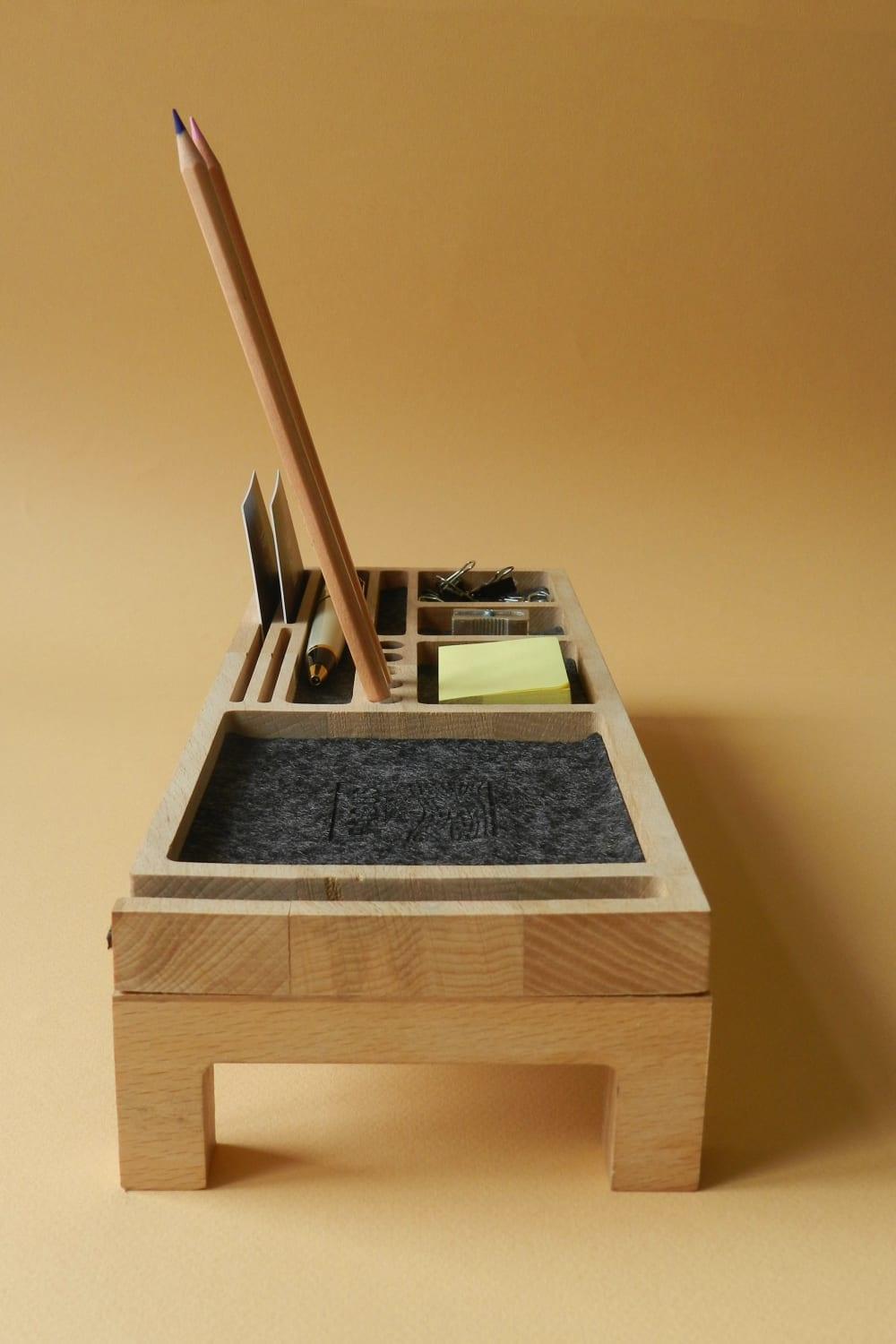 Fagus Wood-Mini Sharpy Masa Düzenleyici (Füme)-Masaüstü Organizer-9-milagron.live