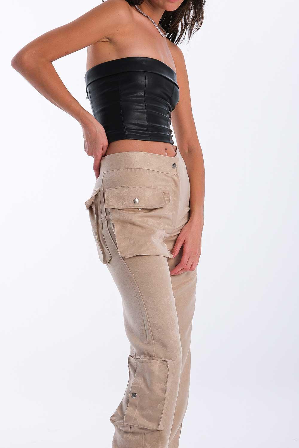 Kahshan-Doyenne Cargo Pants Beige-Pantolon-5-milagron.live