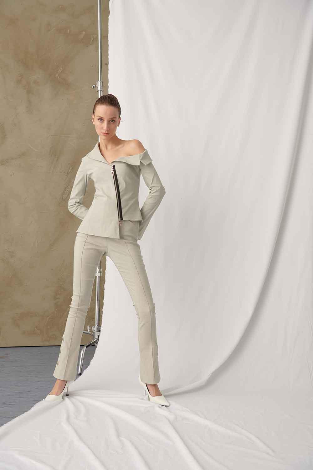 Mirimalist-Viva Pants Grey-Kumaş Pantolon-2-milagron.live