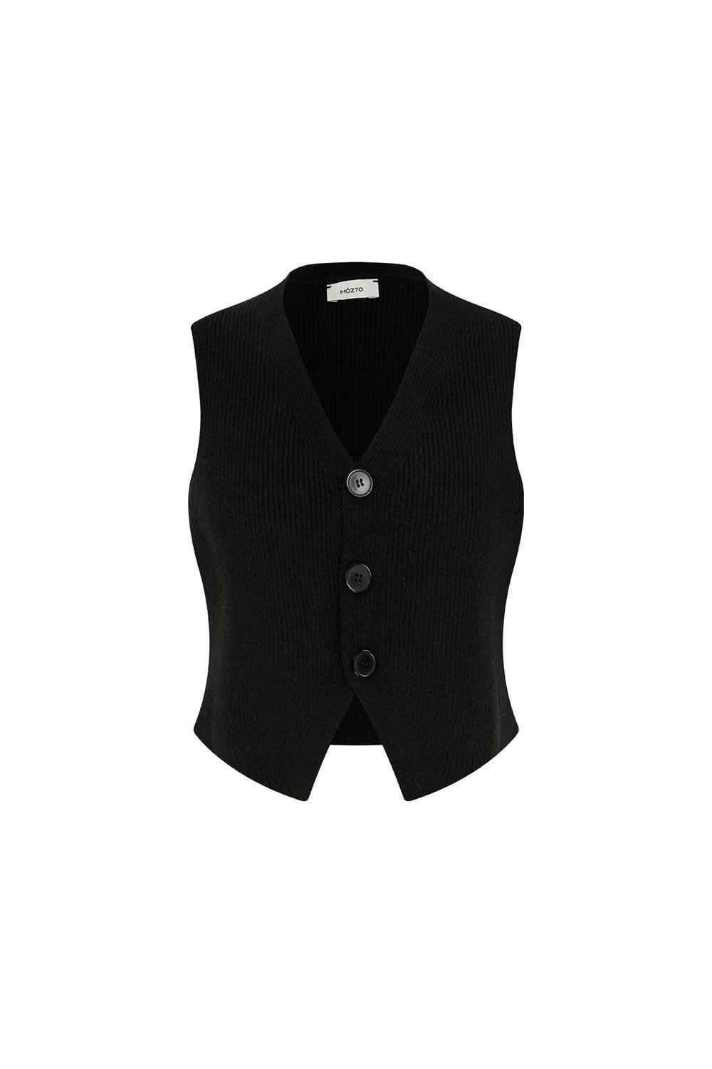 Mozto-SORUNLU - Ethel Knitted Waistcoat-Yelek-2-milagron.live