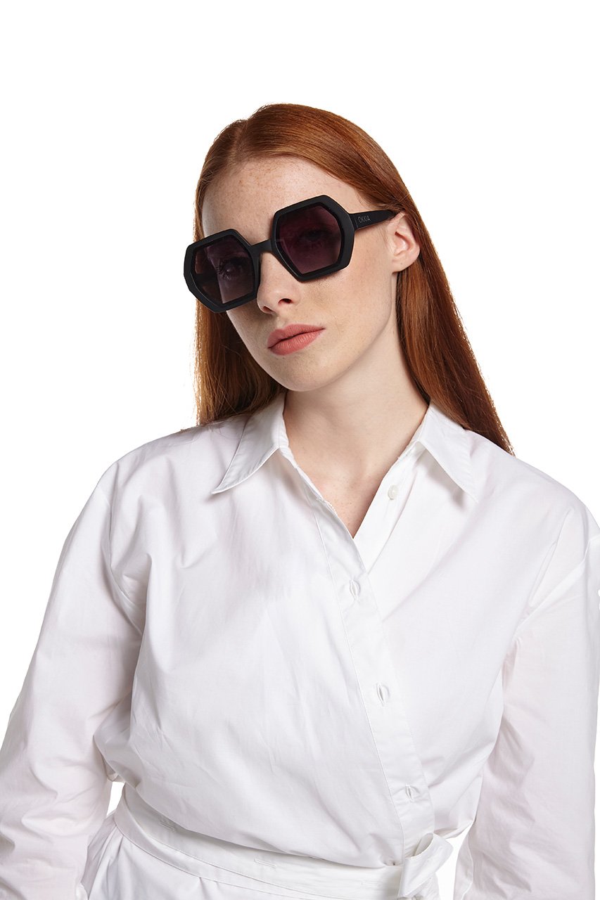 Okkia-Okkia Emma Big Hexagonal Unisex Güneş Gözlüğü Siyah-Güneş Gözlüğü-5-milagron.live