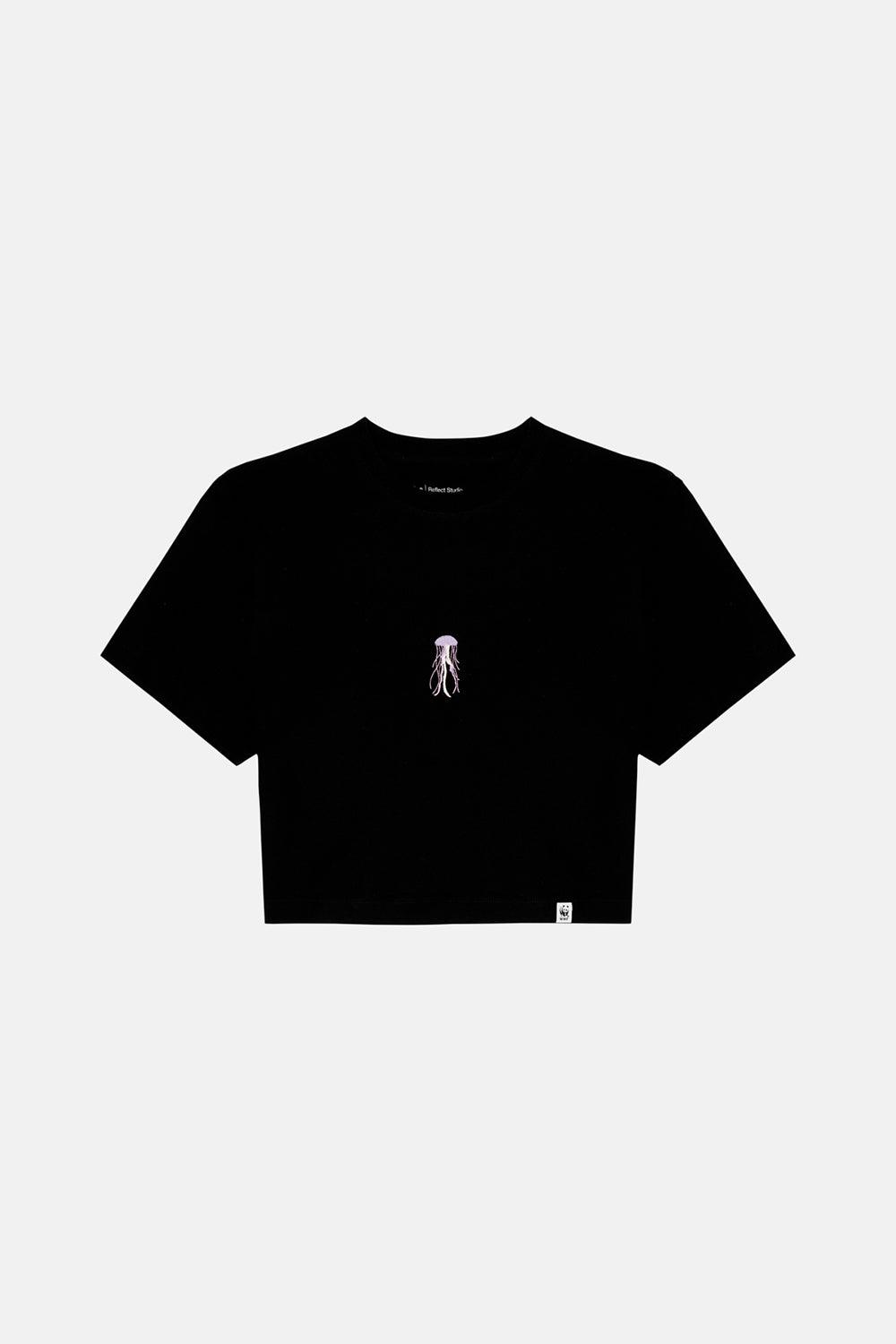 WWF Market-Denizanası Crop T-Shirt - Siyah-T-Shirts-2-milagron.live
